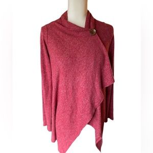 Bobeau Red Cardigan One Button Draped size Extra Small